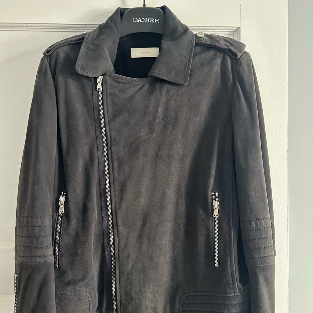Zapa Gray Leather Jacket for Women
